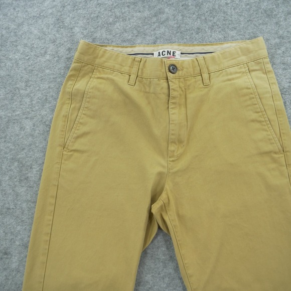 Acne Pants Mens 29 Beige Khaki Chino Roc Twill Flat Front Mid Rise Zip Fly - Picture 3 of 12